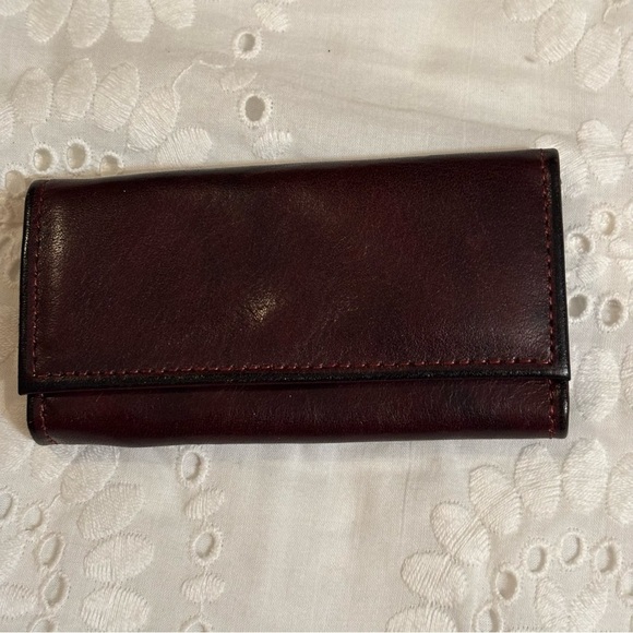 VTG ROLFS Mens Cowhide Leather Key Holder Bifold 5 Key Hooks Brown Brass Accents - Picture 1 of 5